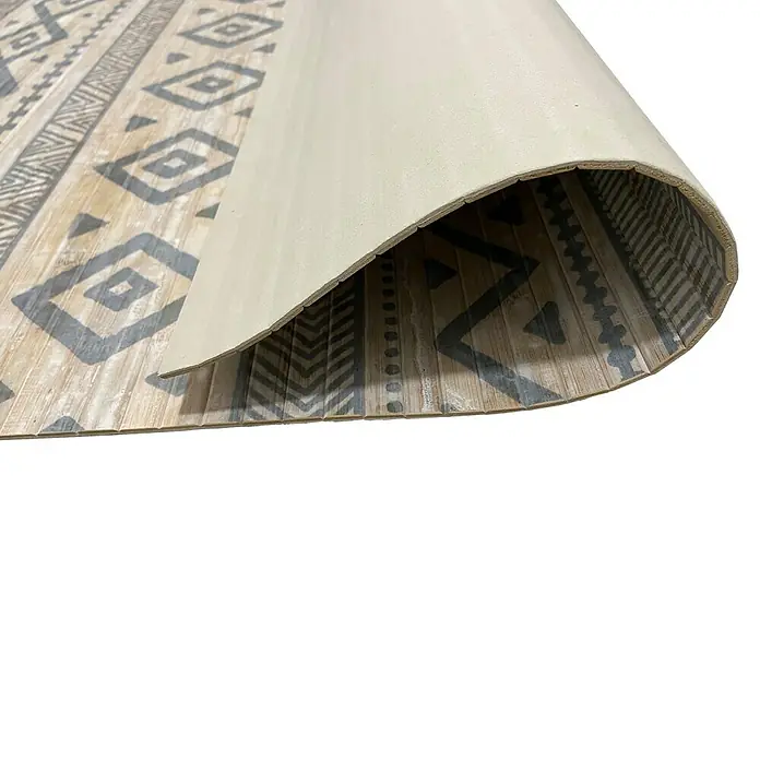 Alfombra de bambú Etnic - Blanco/gris, 90 x 60 cm - Primer plano