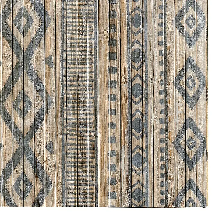 Alfombra de bambú Etnic - Blanco/gris, 90 x 60 cm - Primer plano