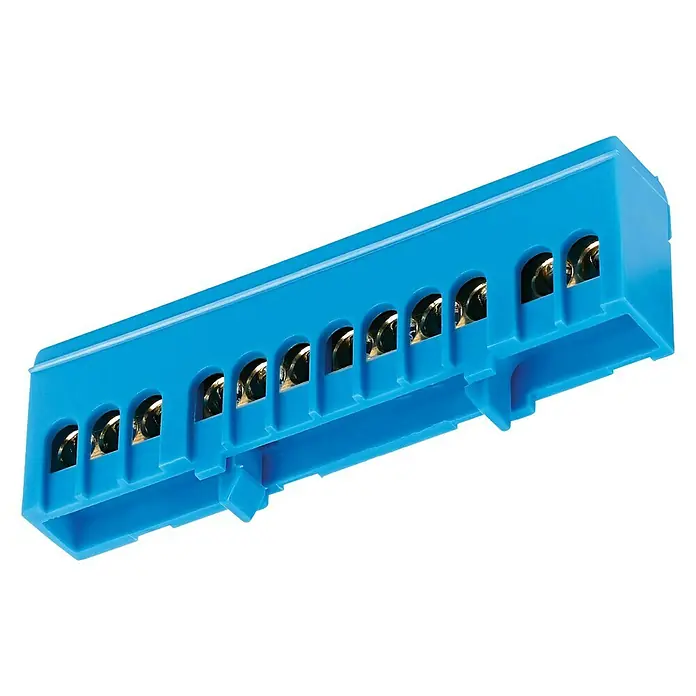 Null-Leiterklemme - 12-polig, 16 mm², Blau - Diagonale Ansicht