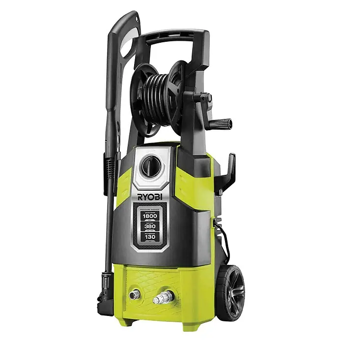 Ryobi Hochdruckreiniger RPW130XRBB - 1.800 W, Max. Druck: 130 bar, Fördermenge: Max. 380 l/h - Diagonale Ansicht