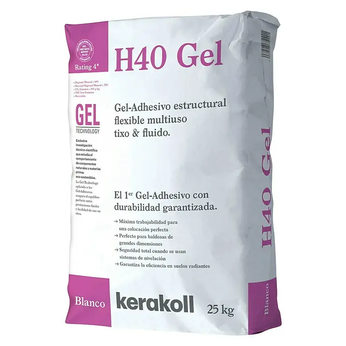 Kerakoll Cemento cola H40 Gel - 25 kg, Blanco - Vista frontal