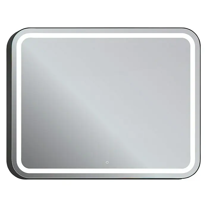 Espejo con luz LED Ogun - 100 x 80 cm, Encendido Touch On/Off, Negro - Vista frontal