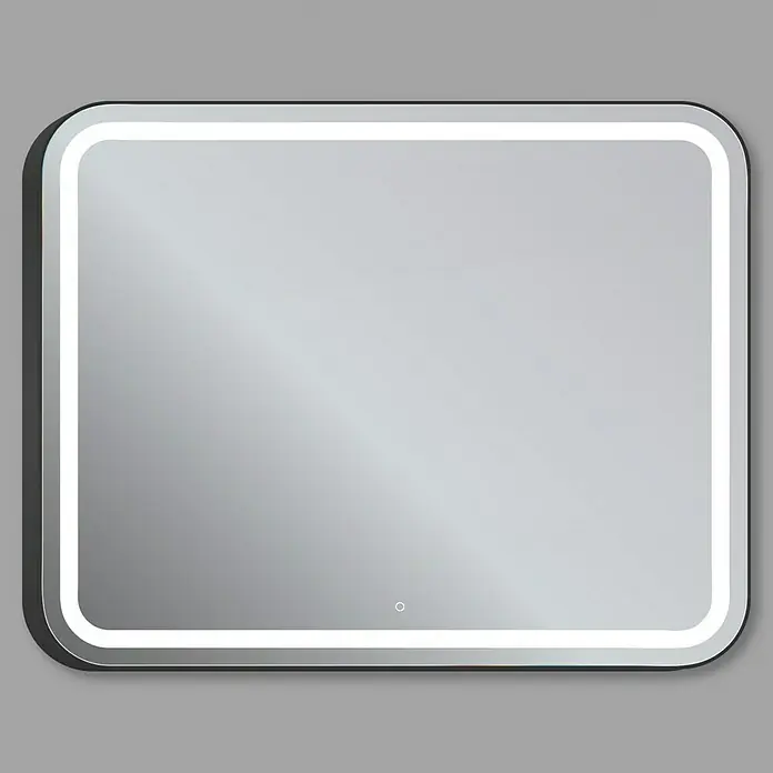 Espejo con luz LED Ogun - 100 x 80 cm, Encendido Touch On/Off, Negro - Vista frontal