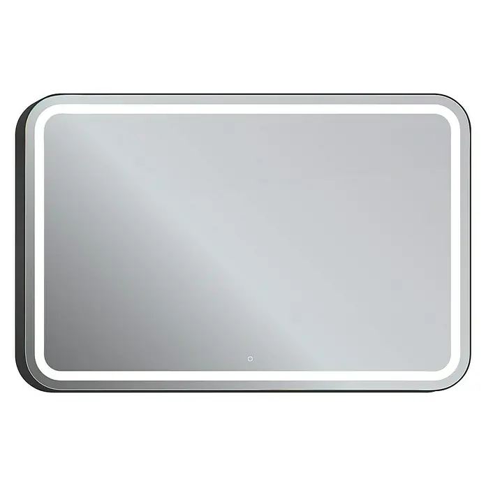 Espejo con luz LED Ogun - 120 x 80 cm, Encendido Touch On/Off, Negro - Vista frontal