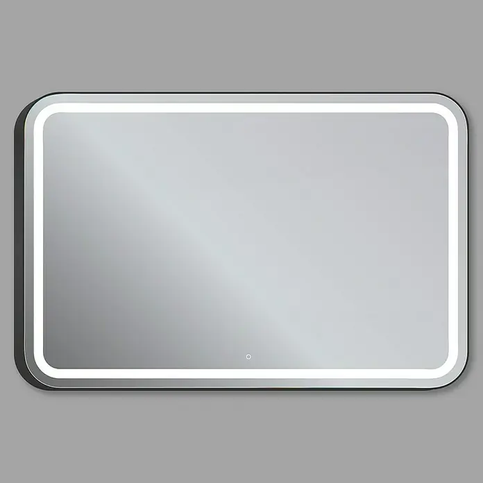Espejo con luz LED Ogun - 120 x 80 cm, Encendido Touch On/Off, Negro - Vista frontal