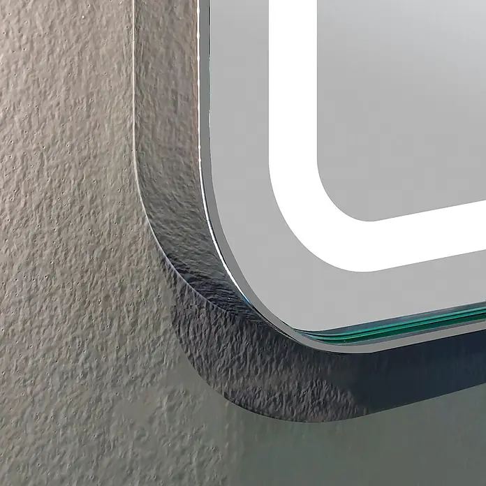 Espejo con luz LED Ogun - 100 x 80 cm, Encendido Touch On/Off, Cromo - Primer plano