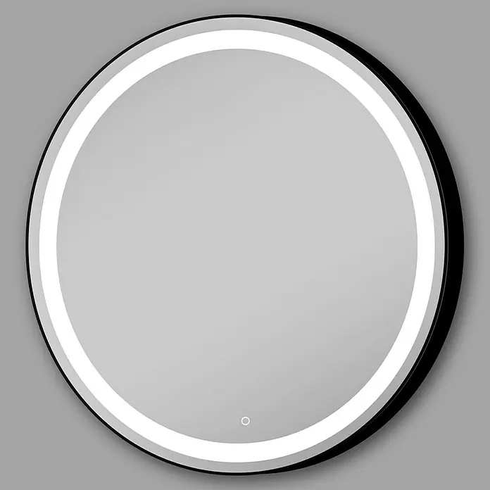 Espejo redondo con luz LED Ogun - Diámetro: 60 cm, Negro - Vista frontal