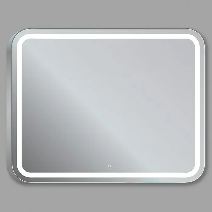 Espejo con luz LED Ogun - 100 x 80 cm, Encendido Touch On/Off, Cromo - Vista frontal