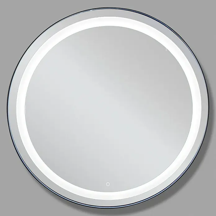 Espejo redondo con luz LED Ogun - Diámetro: 80 cm, Cromo - Vista frontal