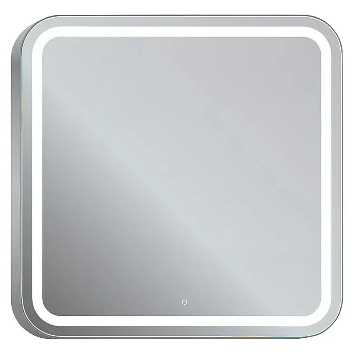 Espejo con luz LED Ogun - 80 x 80 cm, Encendido Touch On/Off, Cromo - Vista frontal