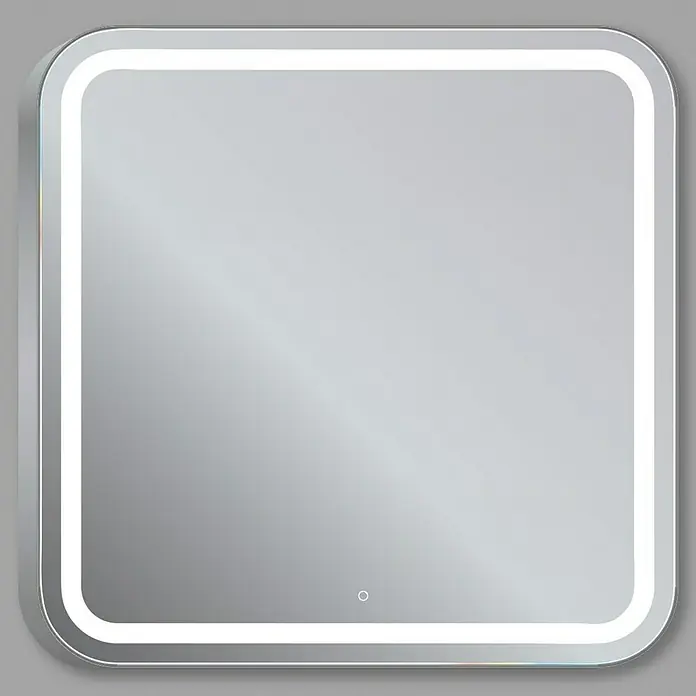Espejo con luz LED Ogun - 80 x 80 cm, Encendido Touch On/Off, Cromo - Vista frontal