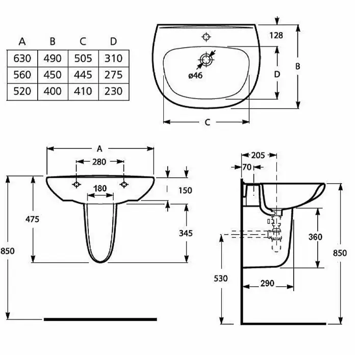 Inker Umivaonik Polo - D x Š x V: 40 x 52 x 15 cm
