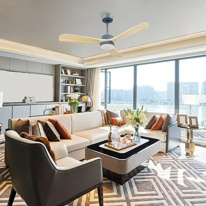 Arte confort Ventilador de techo Palaos - Diámetro: 122 cm, Haya, 27 W, DC - Foto ambiente