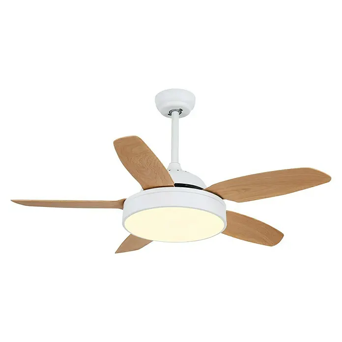 Arte confort Ventilador de techo Mykonos - Diámetro: 132 cm, Madera clara, 33 W, DC - Vista ascendente