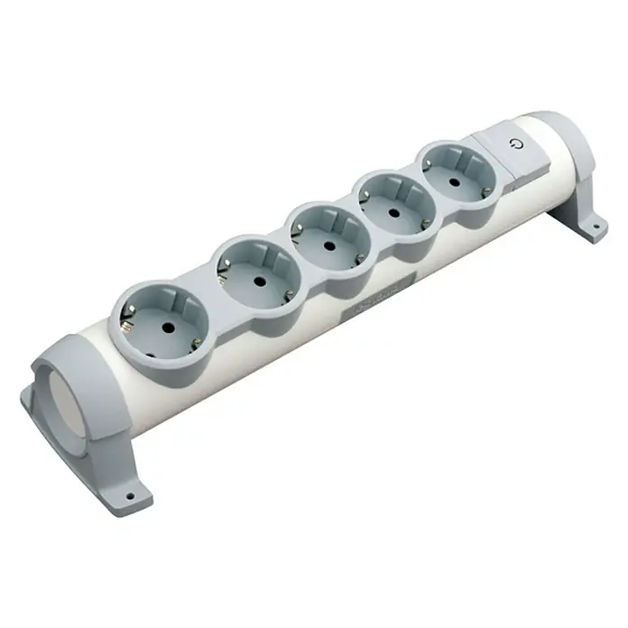 Legrand Base de enchufe múltiple Confort giratoria - Número de enchufes Schuko: 5 ud., Blanco, Longitud del cable: 1,5 m, 3.500 W - Vista angular