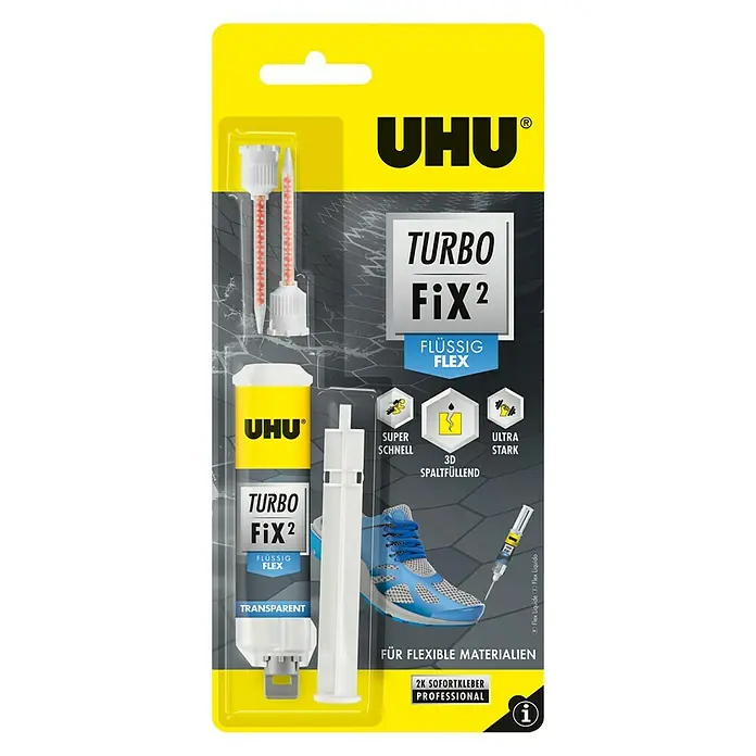 UHU Turbo Fix² 2-Komponenten-Kleber Flüssig Flex - 10 g, Lösemittelfrei, Cyanacrylat - Vorderansicht