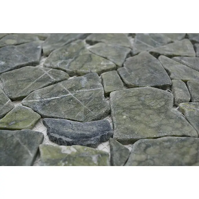 Mozaïektegel Uni CIOT 407 - 31,5 x 31,5 cm, Grijs/Groen, Mat - Close-up