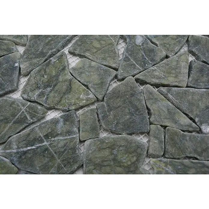 Mozaïektegel Uni CIOT 407 - 31,5 x 31,5 cm, Grijs/Groen, Mat - Close-up