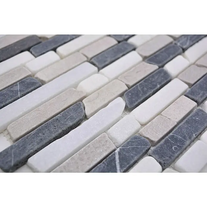 Mosaikfliese MOS BRICK 1125 - 32,2 x 30,5 cm, Grau/Schwarz, Matt - Detailaufnahme