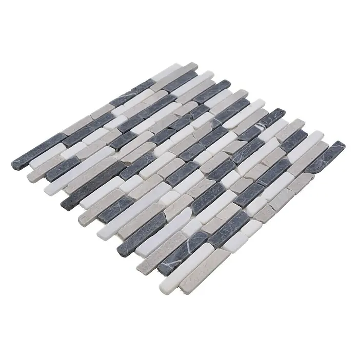 Mosaikfliese MOS BRICK 1125 - 32,2 x 30,5 cm, Grau/Schwarz, Matt - Diagonale Ansicht