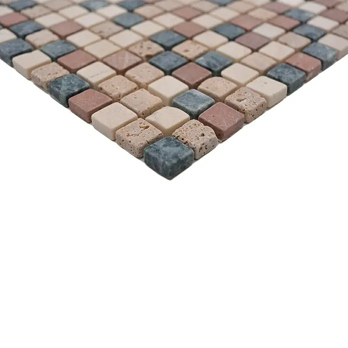 Mozaïektegel Vierkant Mix MOS 15/RND - 32,2 x 30,5 cm, Bruin/Beige, Mat - Close-up