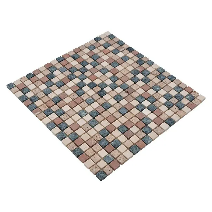 Mosaikfliese Quadrat Mix MOS 15/RND - 32,2 x 30,5 cm, Braun/Beige, Matt - Diagonale Ansicht