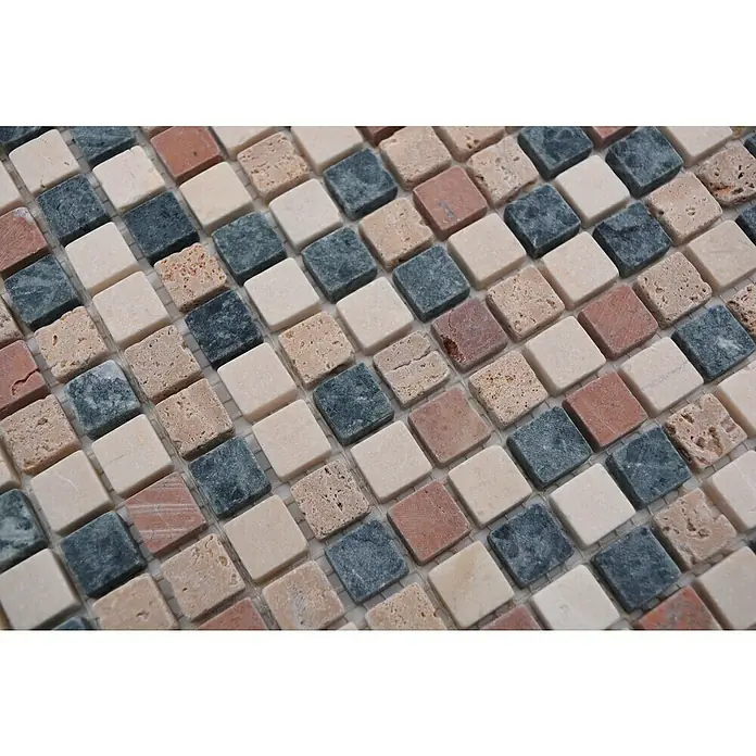Mozaïektegel Vierkant Mix MOS 15/RND - 32,2 x 30,5 cm, Bruin/Beige, Mat - Close-up