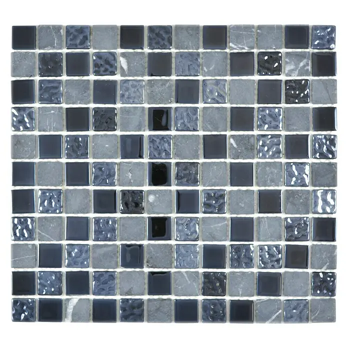 Mozaïektegel vierkant glas Mix CM M462 - 32,7 x 30,2 cm, Zwart, Glanzend - Bovenaanzicht