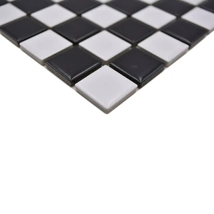 Mosaikfliese Quadrat Mix BM 148 - 32,6 x 30 cm, Schwarz/Weiß, Matt - Detailaufnahme