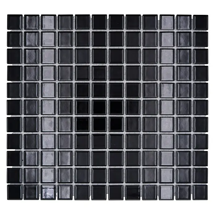 Mosaikfliese Quadrat Uni B 890 - 32,6 x 30 cm, Schwarz, Glänzend - Ansicht von oben