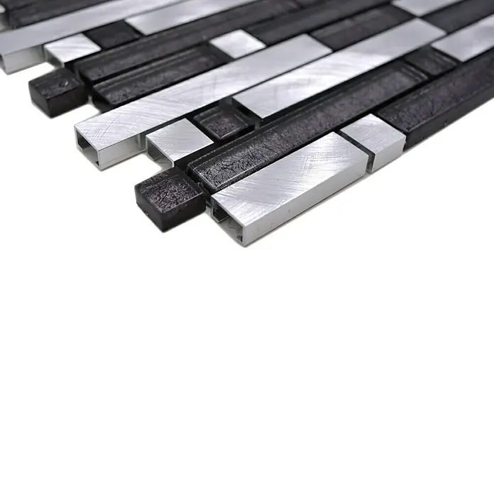 Mosaikfliese Verbund Crystal XAM A861 - 30 x 30 cm, Schwarz/Silber, Matt - Detailaufnahme
