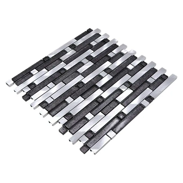 Mosaikfliese Verbund Crystal XAM A861 - 30 x 30 cm, Schwarz/Silber, Matt - Diagonale Ansicht