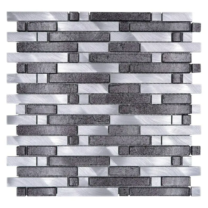 Mosaikfliese Verbund Crystal XAM A861 - 30 x 30 cm, Schwarz/Silber, Matt - Draufsicht
