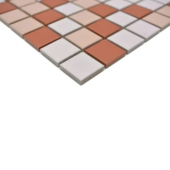 Mosaikfliese Quadrat Mix BM 600 - 33 x 30,2 cm, Braun/Weiß, Matt - Detailaufnahme