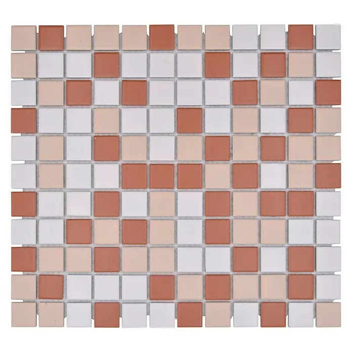 Mosaikfliese Quadrat Mix BM 600 - 33 x 30,2 cm, Braun/Weiß, Matt - Draufsicht