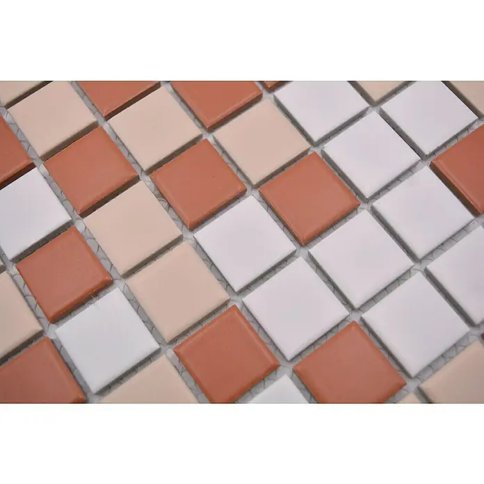 Mozaïektegel Vierkant Mix BM 600 - 33 x 30,2 cm, Bruin/wit, Mat - Close-up