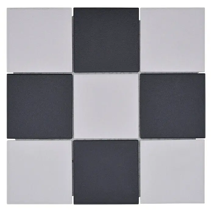 Mosaikfliese Quadrat RAT 148 - 29,8 x 29,8 cm, Schwarz/Weiß, Matt - Draufsicht