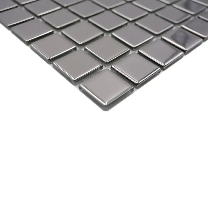 Mosaikfliese Quadrat Crystal CM 4SB2 - 32,7 x 30,2 cm, Silber, Glänzend - Detailaufnahme