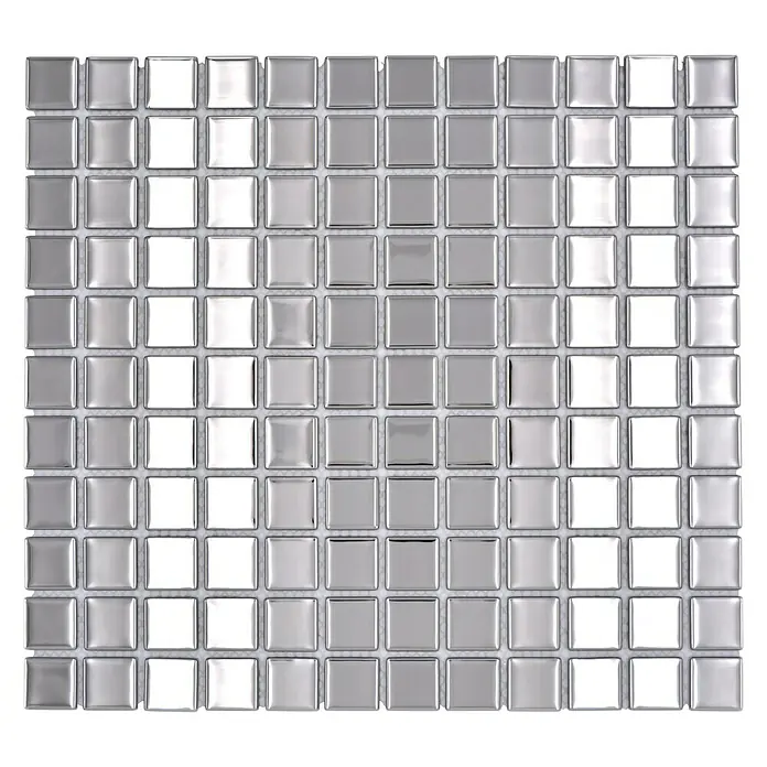 Mosaikfliese Quadrat Crystal CM 4SB2 - 32,7 x 30,2 cm, Silber, Glänzend - Ansicht von oben