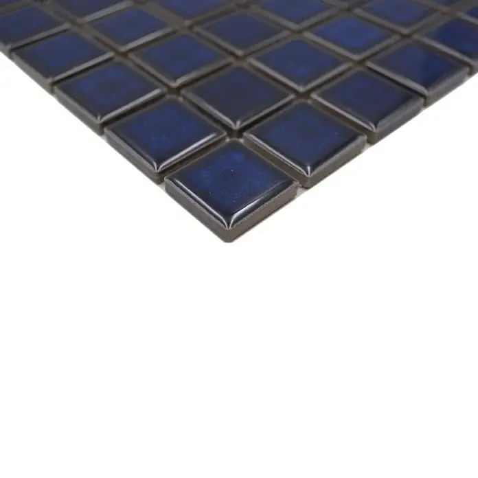 Mosaikfliese Quadrat Uni M 451 - 32,6 x 30 cm, Blau, Glänzend - Detailaufnahme