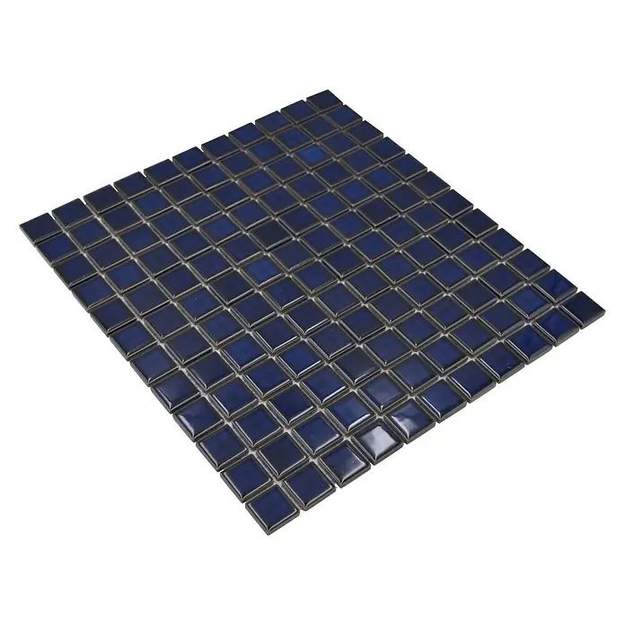 Mosaikfliese Quadrat Uni M 451 - 32,6 x 30 cm, Blau, Glänzend - Diagonale Ansicht