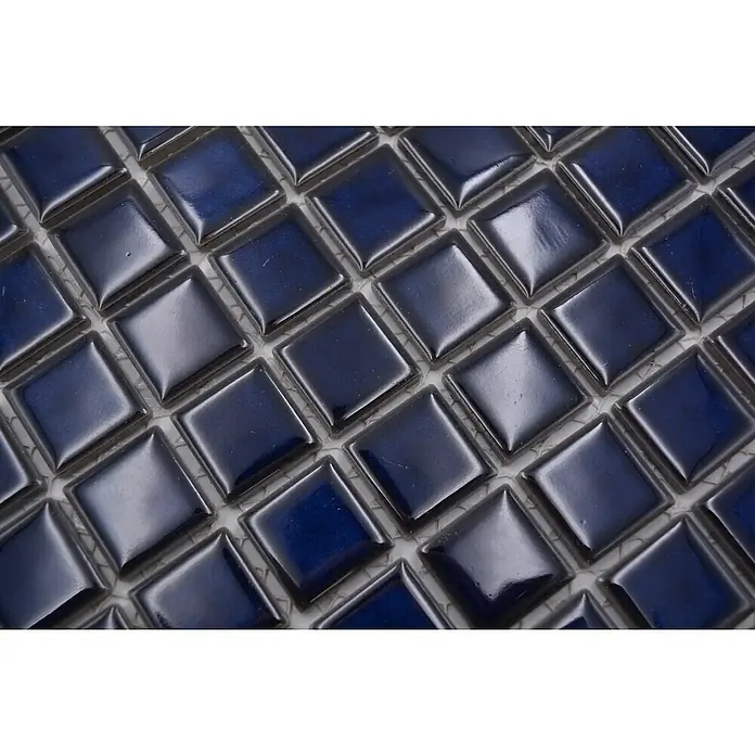 Mosaikfliese Quadrat Uni M 451 - 32,6 x 30 cm, Blau, Glänzend - Detailaufnahme