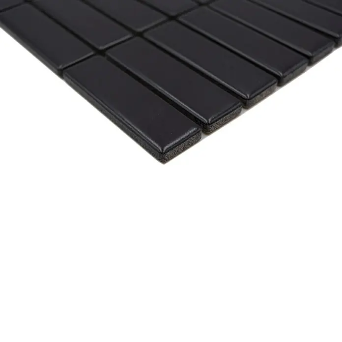 Mosaikfliese Stäbchen Uni ST 360 - 29,7 x 29 cm, Schwarz, Matt - Detailaufnahme