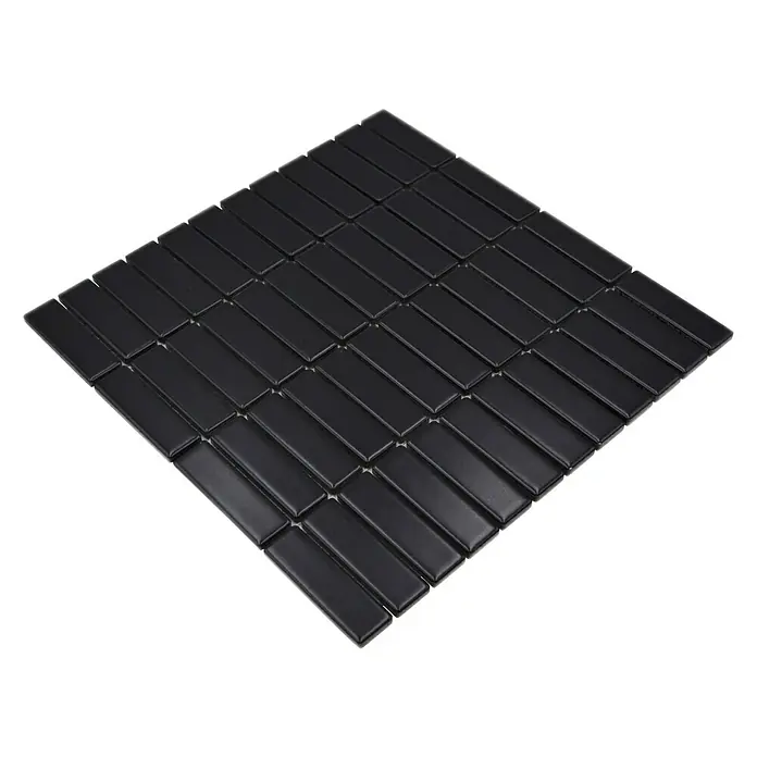 Mosaikfliese Stäbchen Uni ST 360 - 29,7 x 29 cm, Schwarz, Matt - Diagonale Ansicht