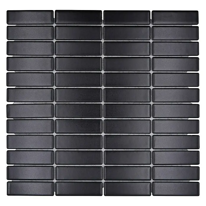Mosaikfliese Stäbchen Uni ST 360 - 29,7 x 29 cm, Schwarz, Matt - Draufsicht