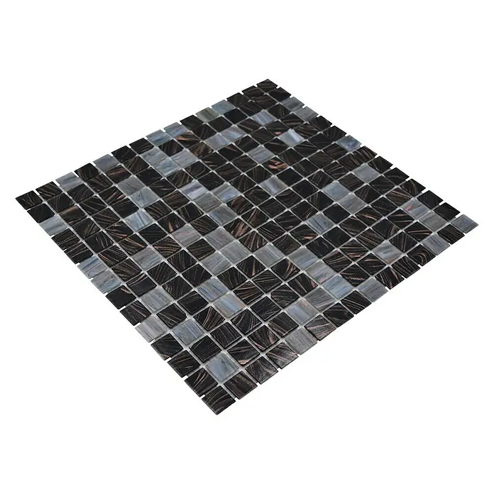Mosaikfliese Quadrat Mix GM GSL 535 - 32,7 x 30,5 cm, Dunkelgrau, Glänzend - Diagonale Ansicht