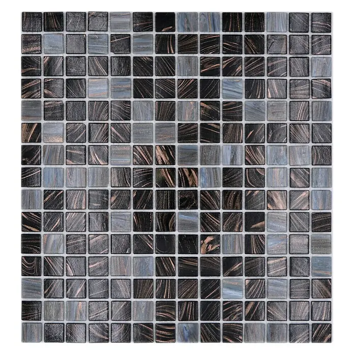 Mosaikfliese Quadrat Mix GM GSL 535 - 32,7 x 30,5 cm, Dunkelgrau, Glänzend - Draufsicht