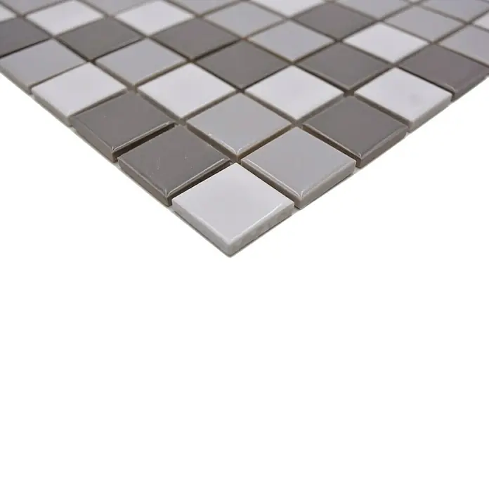 Mosaikfliese Quadrat Uni BM 850 - 33 x 30,2 cm, Weiß/Grau, Glänzend - Detailaufnahme