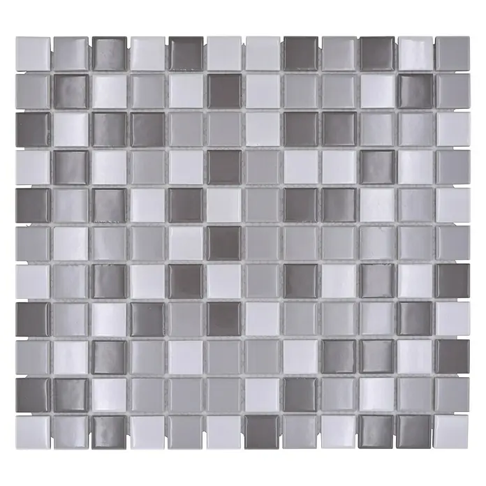 Mosaikfliese Quadrat Uni BM 850 - 33 x 30,2 cm, Weiß/Grau, Glänzend - Draufsicht