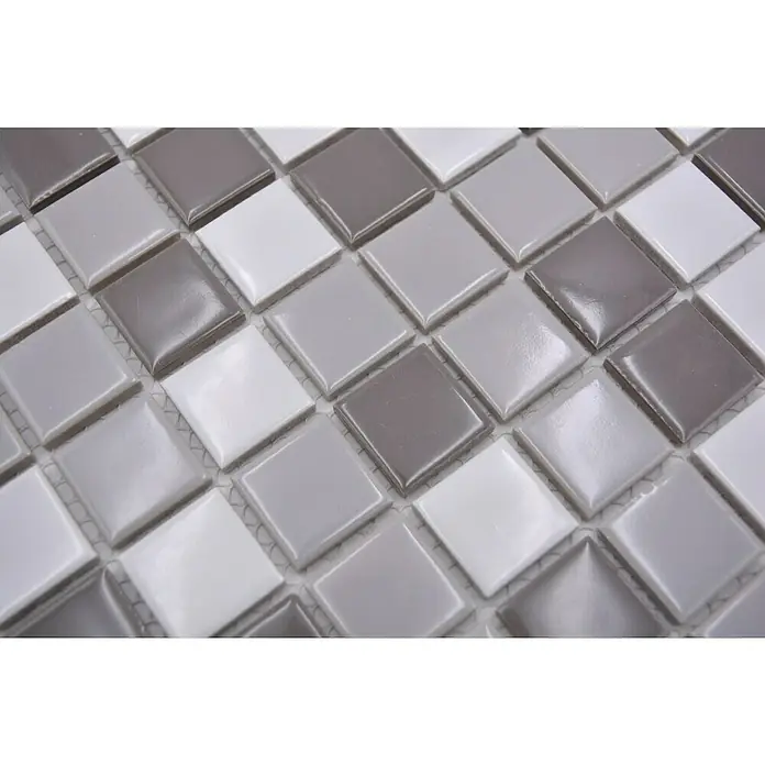 Mozaïektegel vierkant Classic mix BM 850 - 33 x 30,2 cm, Grijs mix, Glanzend - Close-up